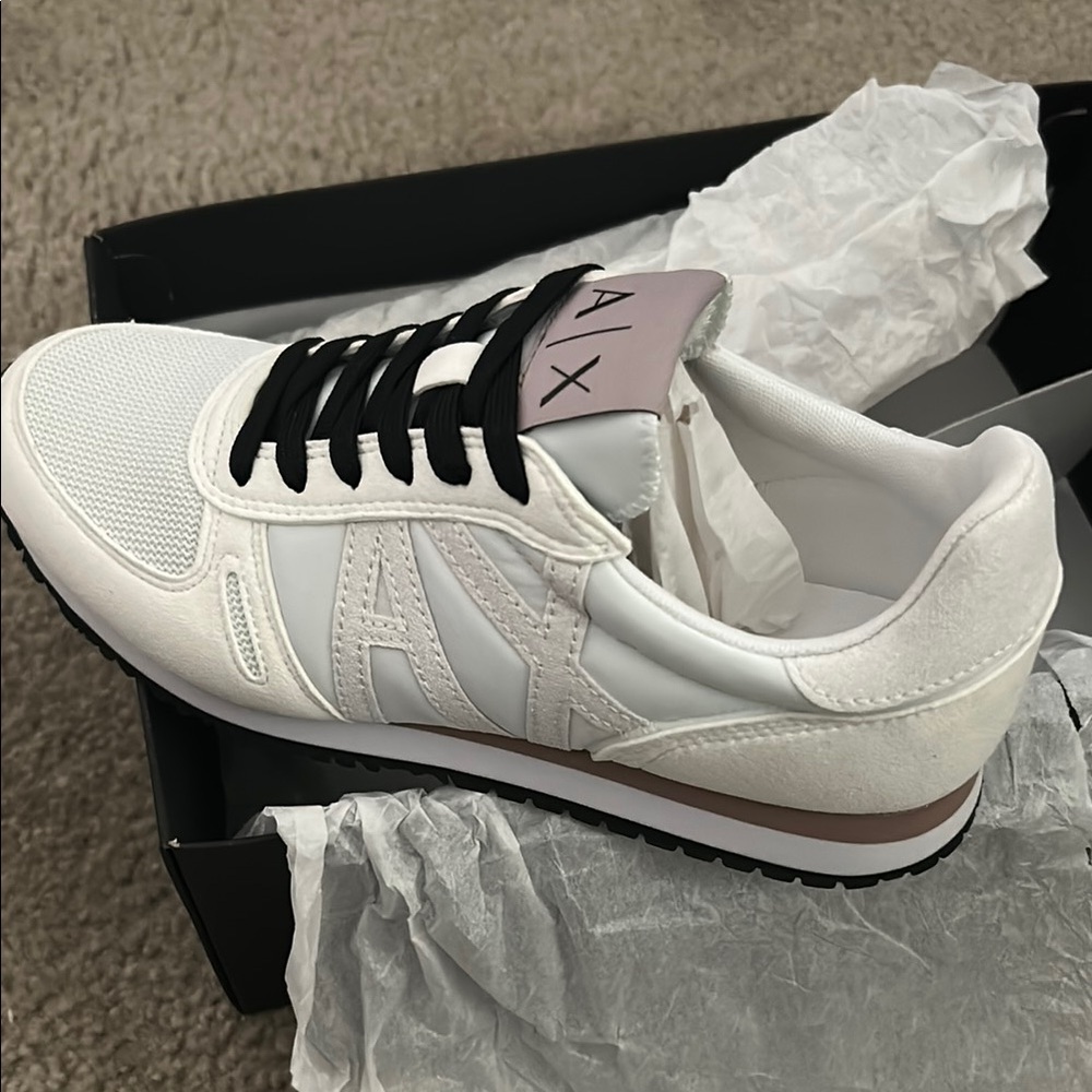 Armani Exchange White and Black Sneakers Classic Style